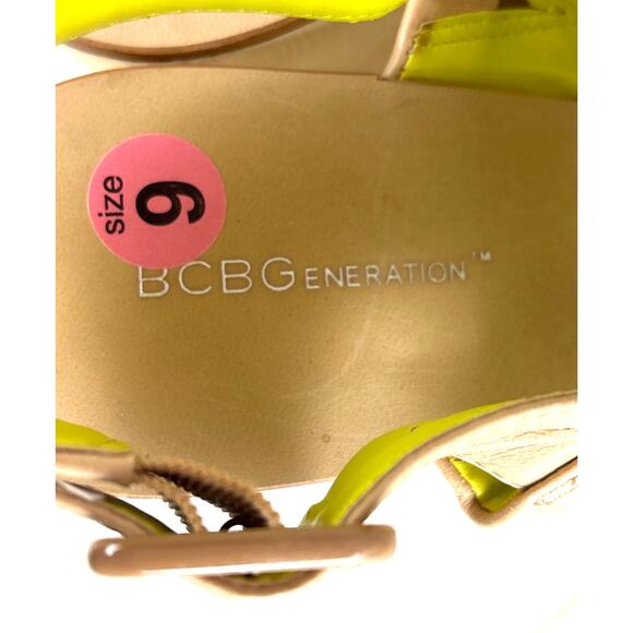 BCBG Generation Womens 9 Kammie Multicolor Leather Platform Wood Strappy Sandals - Picture 7 of 7